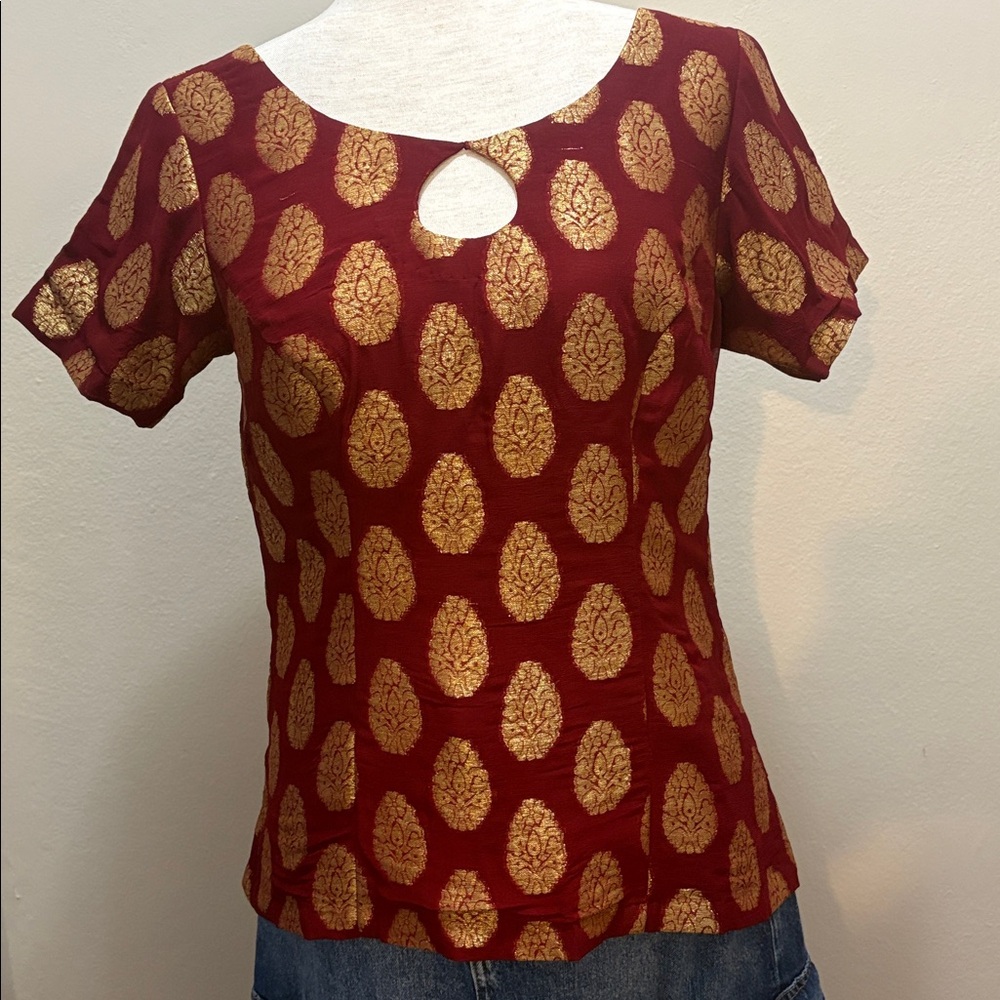 Beautiful Red and gold brocade top.